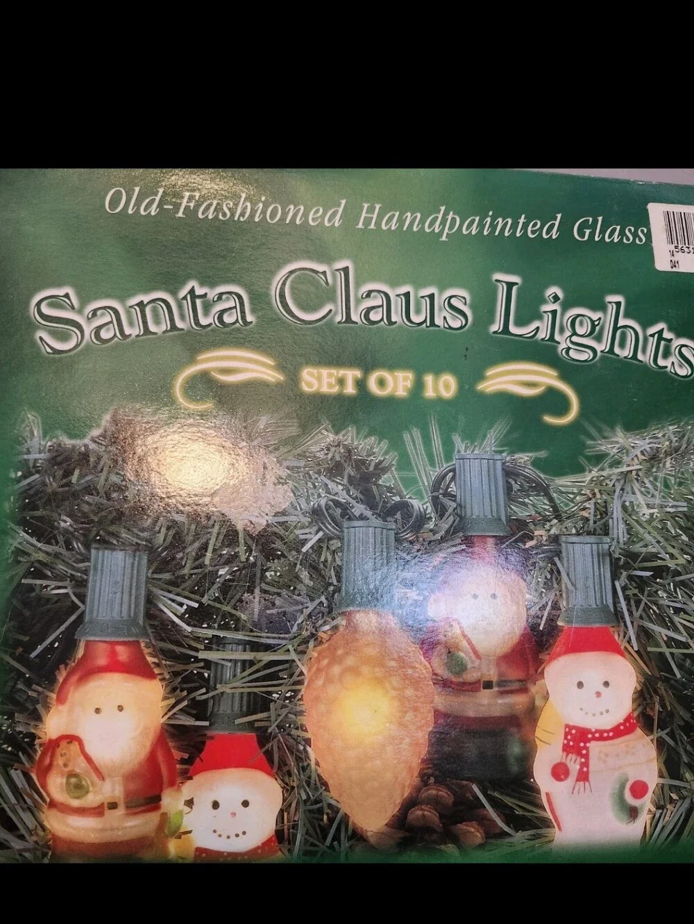 Vintage Old Fashioned Hand Painted Glass Santa Claus Christmas String Lights